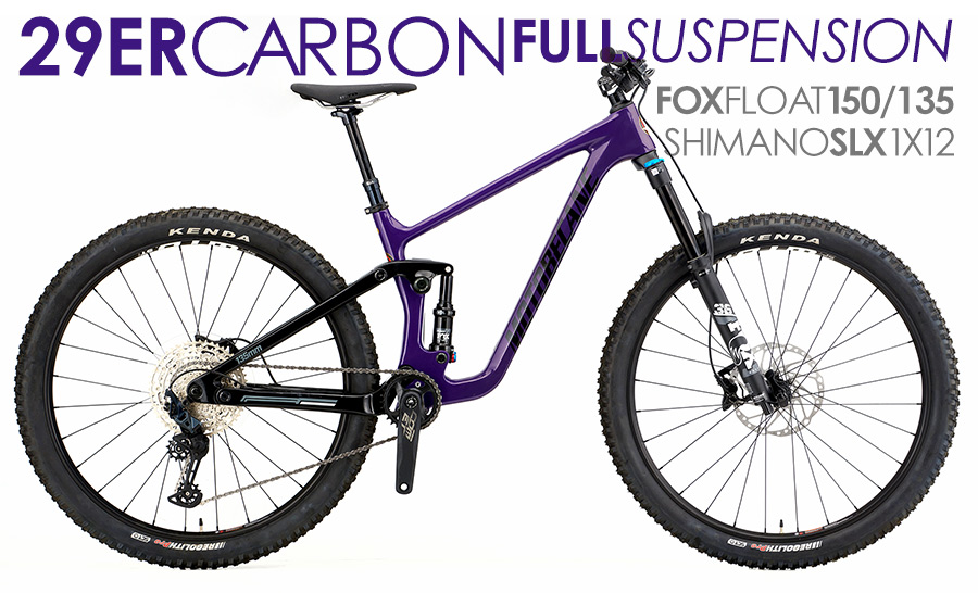 Carbon fiber full suspension mountain bike with advanced shock system for high-performance trail riding