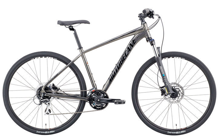 Motobecane Elite Adventure COMP hybrid commuter bike with front suspension and hydraulic disc brakes