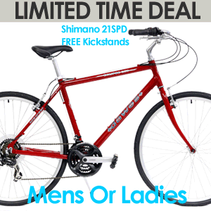 CYBERHOT Deal #12* BikeShop Quality Shimano21spd Drivetrains Wide Tire Flat Bar Hybrids, Light/Strong ALU Compare $695 WAS $259 NOW $199 FREE Kickstands +FREE SHIP48 Click Here WARNING: Deals May End Suddenly 