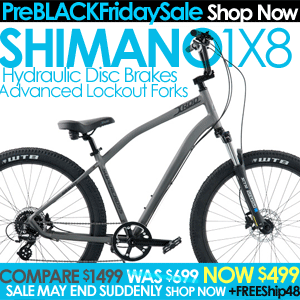 CYBERHOT Deal #4* Top Rated ComfortHybrid Bikes SHIMANO 1X8, HydraulicDisc,Lockout Forks Compare $1499 WAS $699 NOW $499 Shop Deals +FREE SHIP48 Click Here