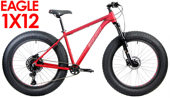 FREE SHIP 48 STATES ON ALL BICYCLES FREE SHIP* Gravity 2020 Bullseye Monster FIVE SX FS SRAM EAGLE SX 1X12 Fat Bikes Front Suspension, Shimano HYDRAULICS, FIVE INCH Tires Fit*