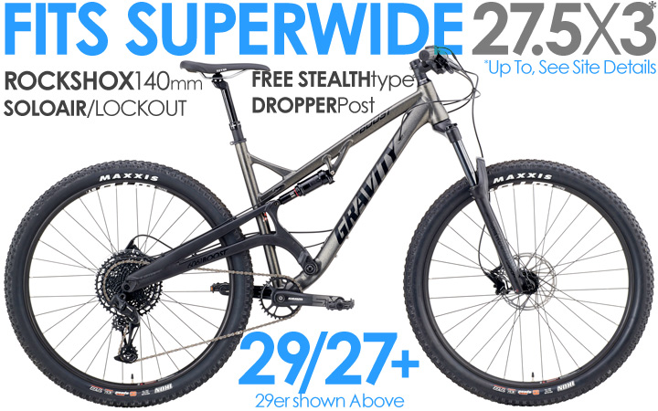 ALL BIKES FREE Ship 48US Gravity FSX BOOST PRO EAGLE 29er Or 27PLUS, SRAM EAGLE 1X12 Full Suspension 27PLUS Capable, Boost Spacing, ThruAxle Mountain Bikes  with Up to FIVE INCH Travel