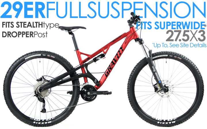 ALL BIKES FREE Ship 48US Gravity FSX BOOST TRAIL, 27Spd Full Suspension 29er 27PLUS Capable, Boost Spacing, ThruAxle Mountain Bikes  with Up to FIVE INCH Travel