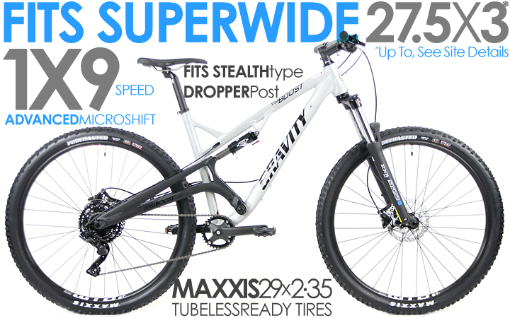 ALL BIKES FREE Ship 48US Gravity FSX BOOST TRAIL 1BY, 1X9Spd Full Suspension 29er 27PLUS Capable, Boost Spacing, ThruAxle Mountain Bikes  with Up to FIVE INCH Travel
