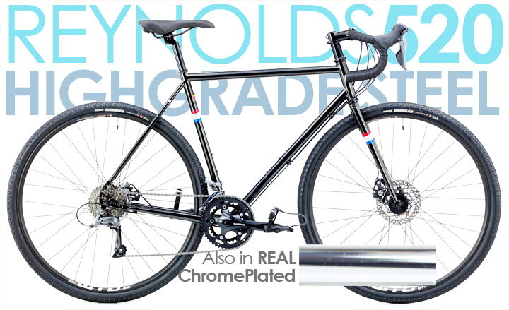 FREE SHIP 48 STATES ON ALL BICYCLES* Powerful Hydraulic Disc Brake, Wide Tire Gravel Flat Bar Road Bikes - Mercier Kilo GX R16 Now in Painted or Genuine REAL CHROME Plated Wide Tires Fit Gravel, Flat Bar, Disc Brake Road Bikes