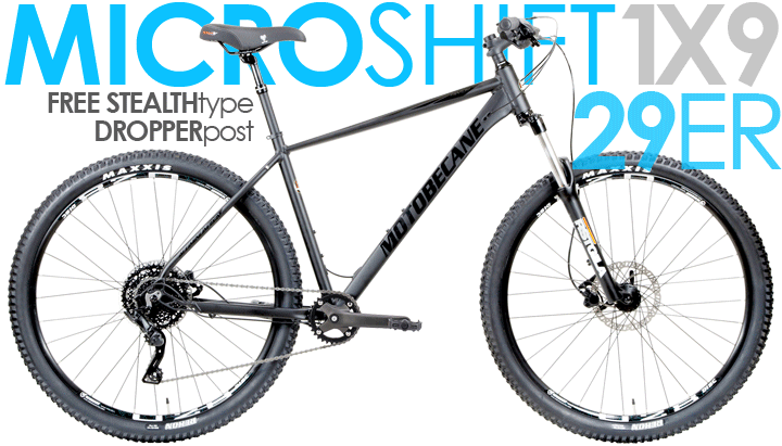 2022 Motobecane Fantom29 ADVENT, MICROSHIFT ActiveMotion 1X9 Speed, 29er Mountain Bikes