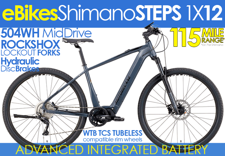 *ALL BIKES FREE SHIP 48 LTD QTYS of these Electric Adventure Hybrid Mountain Bikes 2024 Motobecane Elite eAdventure Team  with Shimano E5000 / Shimano E8035M Electric MidDrive 29er Front Suspension, Electric Adventure, Hybrid, Mountain with Shimano Hydraulic Disc Brakes, Rockshox RECON 100mm Forks