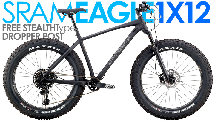 Motobecane 2023 Night Train NX MuleFut Tubeless Compatible Wheel Equipped Fat Bikes, SHIMANO 2X10Spd Fat Tired Mountain Bikes with Tapered HeadTubes, Thru-Axles
