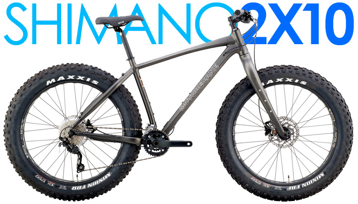 Motobecane 2021 Sturgis NX MuleFut Tubeless Compatible Wheel Equipped Fat Bikes, SHIMANO 2X10Spd Fat Tired Mountain Bikes with Tapered HeadTubes, Thru-Axles