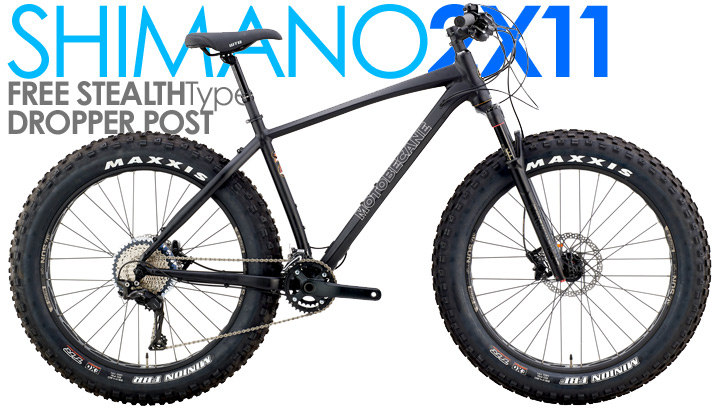 Motobecane 2020 Sturgis NX MuleFut Tubeless Compatible Wheel Equipped Fat Bikes, SHIMANO 2X10Spd Fat Tired Mountain Bikes with Tapered HeadTubes, Thru-Axles