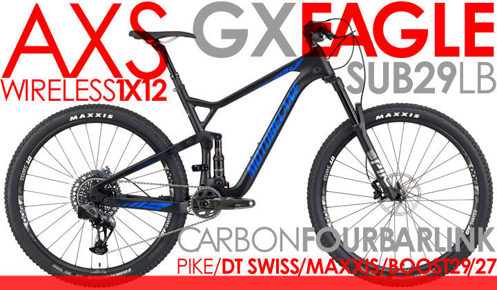 SRAM GX AXS GX Eagle WirelessShift Carbon Motobecane HAL CF Boost 29er Full Suspension MTN Bikes PIKE 150mm