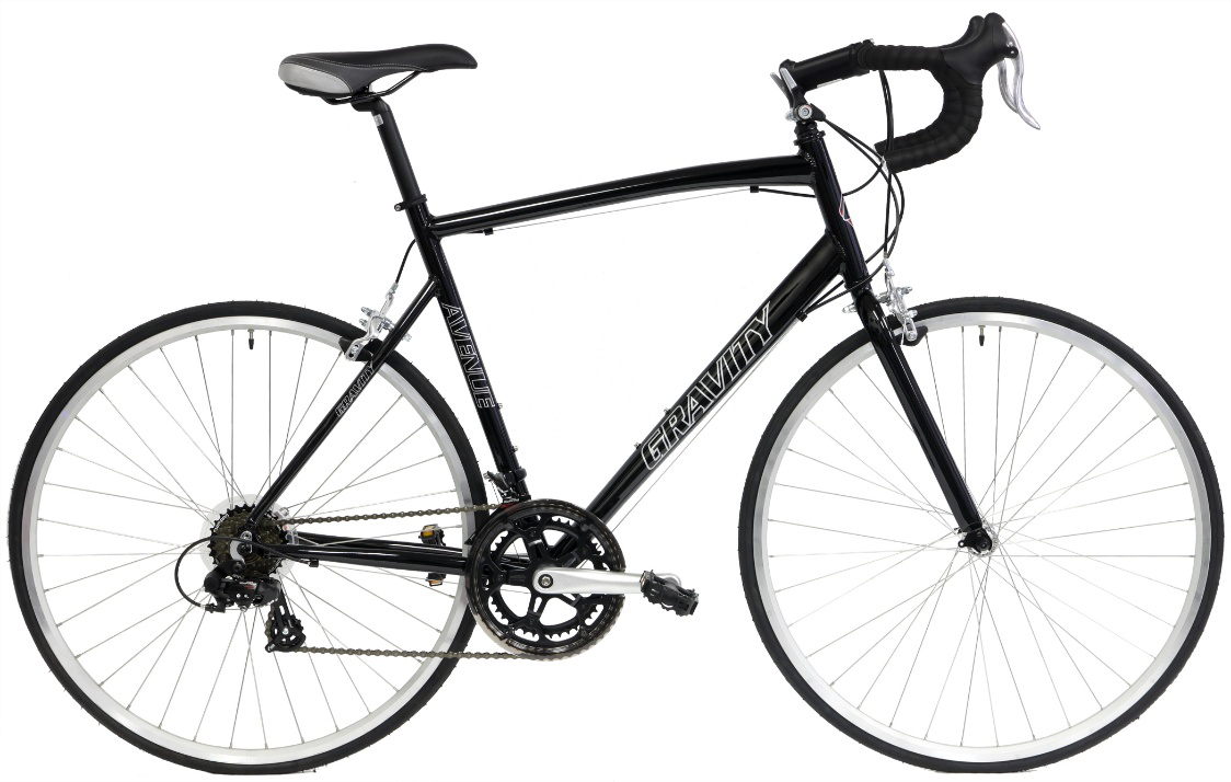 Black Gravity road bike designed for efficient commuting and eco-friendly travel.