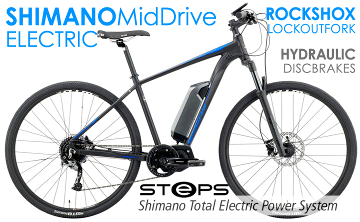 Motobecane Elite Adventure electric bike with Shimano mid-drive motor, RockShox fork, and hydraulic disc brakes