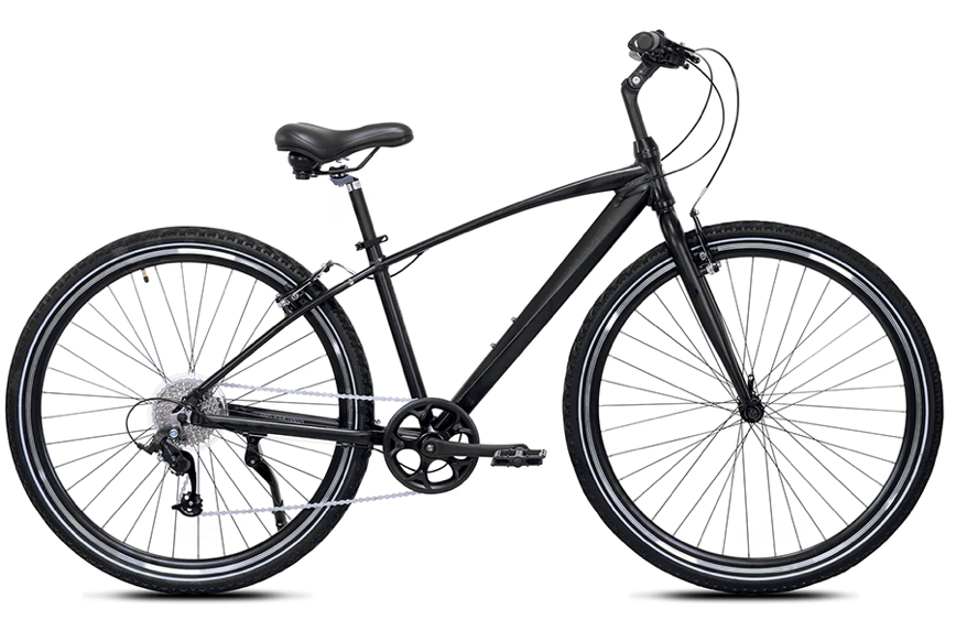 Haven Harbor 8 speed aluminum comfort hybrid commuter bike with wide tires and upright riding position