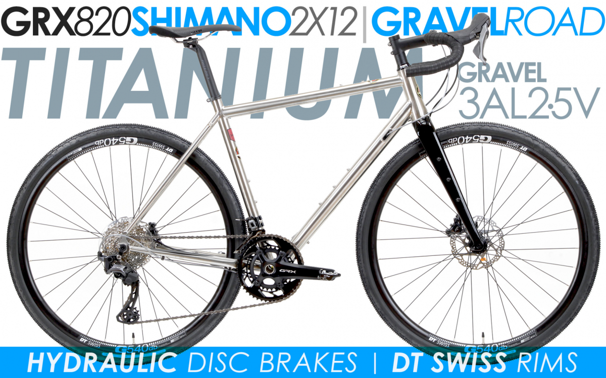 Titanium gravel bike with disc brakes designed for durability and performance