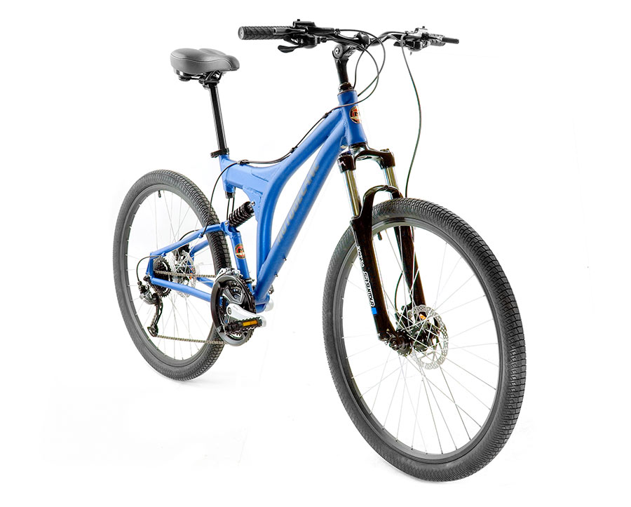 A blue mountain bike