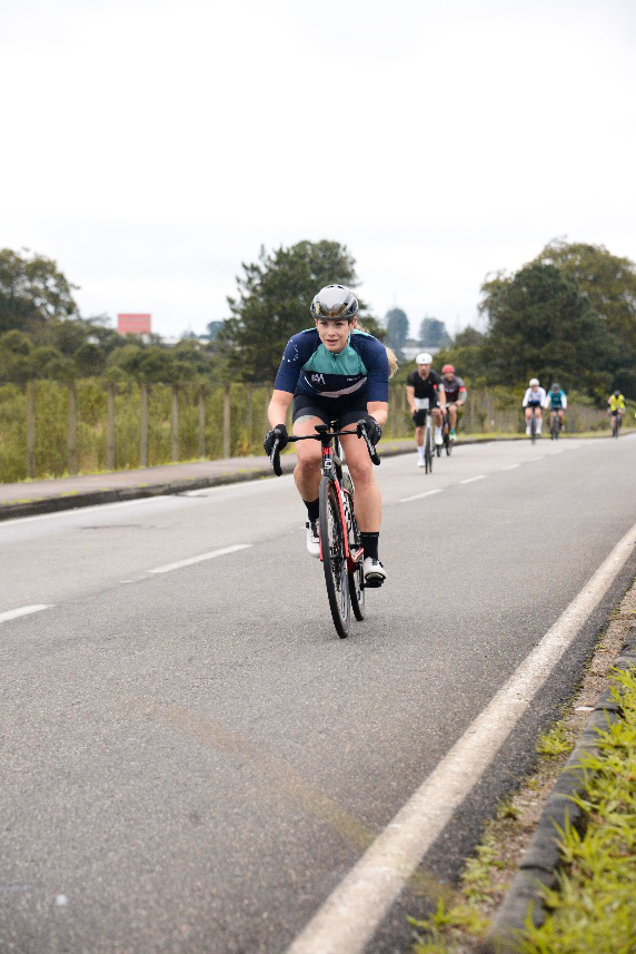 A woman cycling