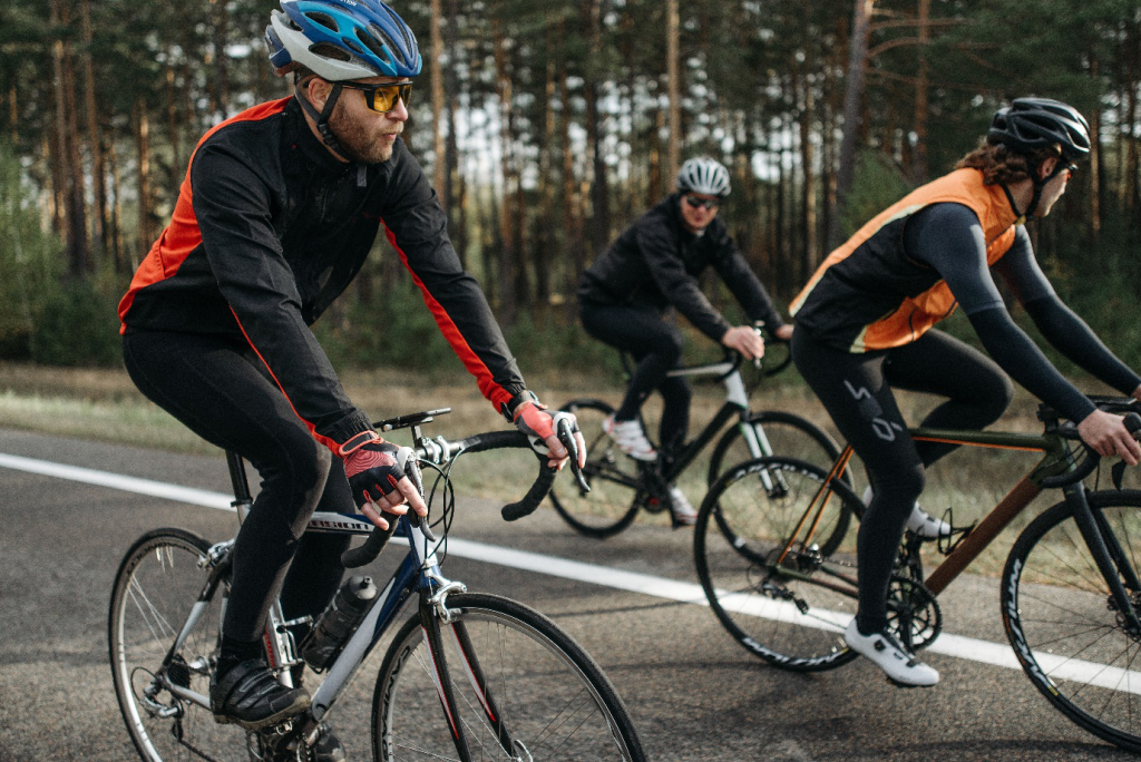 A group of cyclists on road