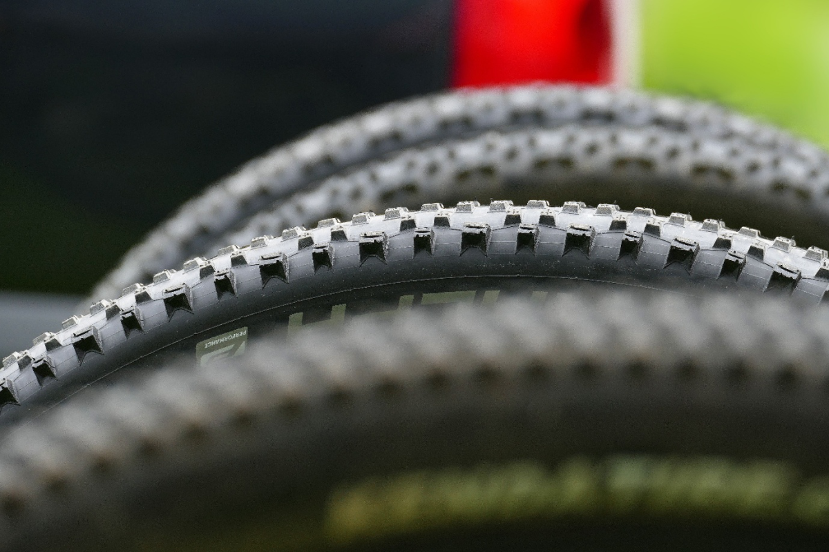 A close-up of tires