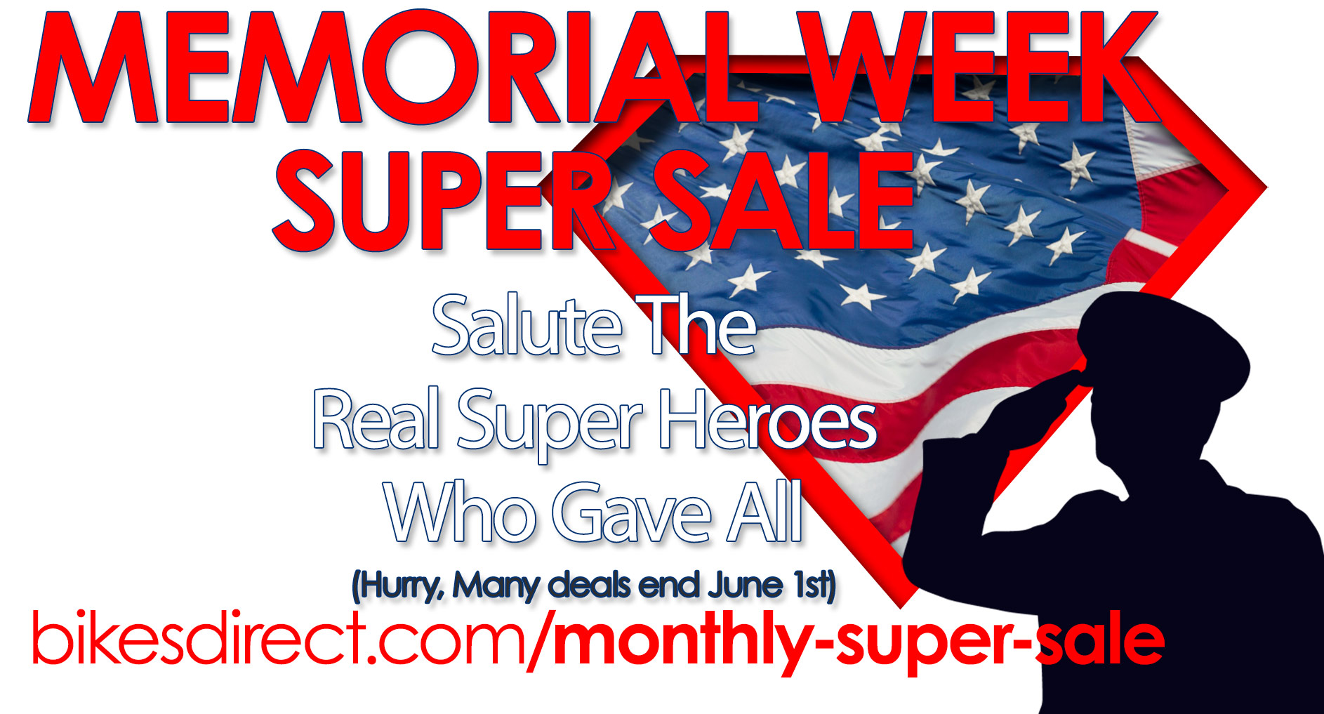 MEMORIAL WEEK SUPER SALE
Surprise Deals (Not Just Bikes)
Many NEVER SEE BEFORE

Top Rated Full Suspension, Road, Gravel, Hybrid
Pro to Entry Level Specs, Save Up to 73% Off* 

Incredible Sale Prices on New Bikes