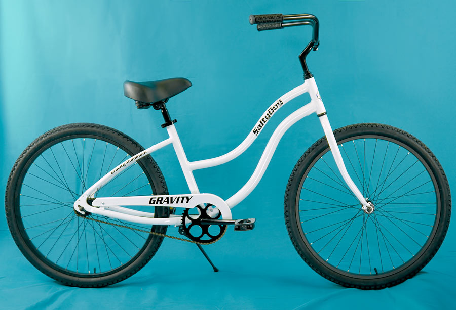 Ladies White (Gloss) Gravity Salty Dog, Light/Strong Aluminum, Cruiser Bikes
Mens and Ladies Step-thru Town/City/Beach Bikes with Coaster Rear Brake 