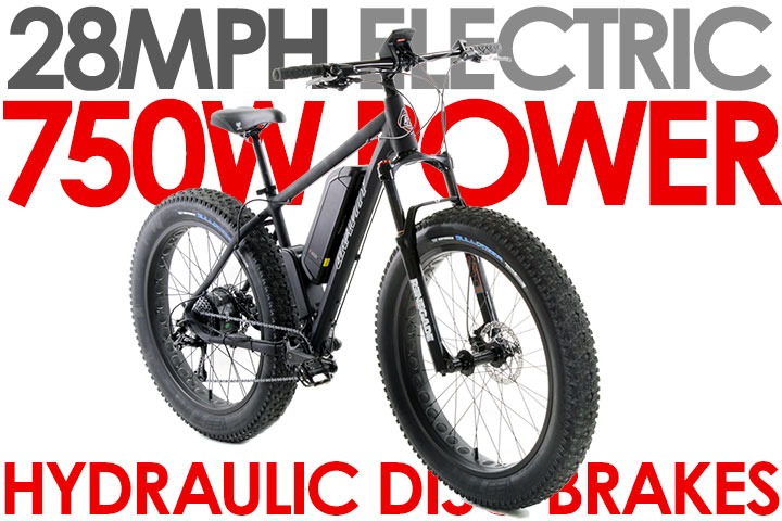   Bullseye Monster Xe Electric SRAM 1X10 Fat Bikes Front Suspension, HYDRAULICS, FIVE INCH Tires