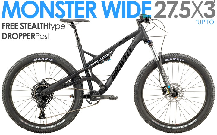 ALL BIKES FREE Ship 48US Gravity FSX BOOST MONSTER EAGLE 29er Or 27PLUS, SRAM EAGLE 1X12 Full Suspension 27PLUS Capable, Boost Spacing, ThruAxle Mountain Bikes  with Up to FIVE INCH Travel