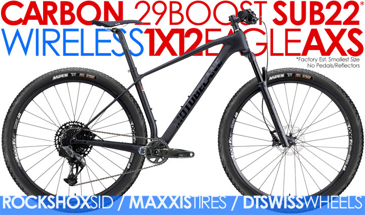 Sub 22lbs* Super Light Hardtails Motobecane FLY 29 XO1 Eagle 1X12, RockShox RACE Forks WIRELESS SRAM EAGLE 1X12, DT SWISS Tubeless Compatible 29er  Mountain Bikes