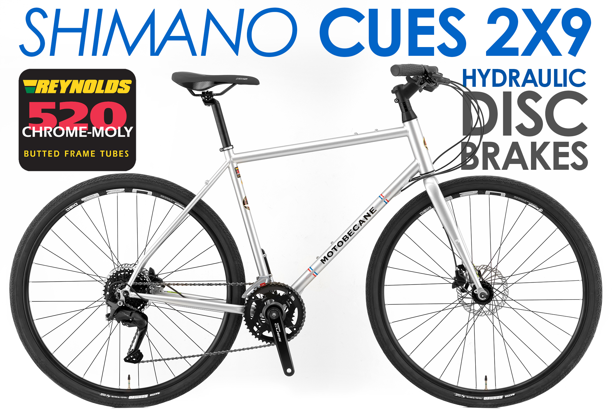 Save Up to 60% Off Super Road, Hydraulic DISC Brake, Reynolds High Grade Steel Bikes with CrMo Forks Motobecane Cafe STRADA with NEW SHIMANO CUES Drivetrain