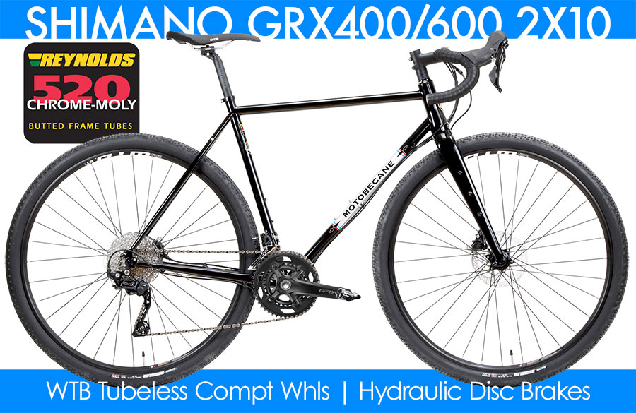 2024+ Shimano GRX Gravel Specific Disc Brake Reynolds High Grade Steel Gravel Road Bikes on Sale Super Cross, Hydraulic Disc Brakes, Reynolds High Grade Steel +Carbon Forks Motobecane Mulekick 4130