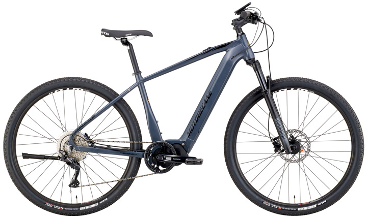 a black hybrid ebike with mid drive shimano steps motor system