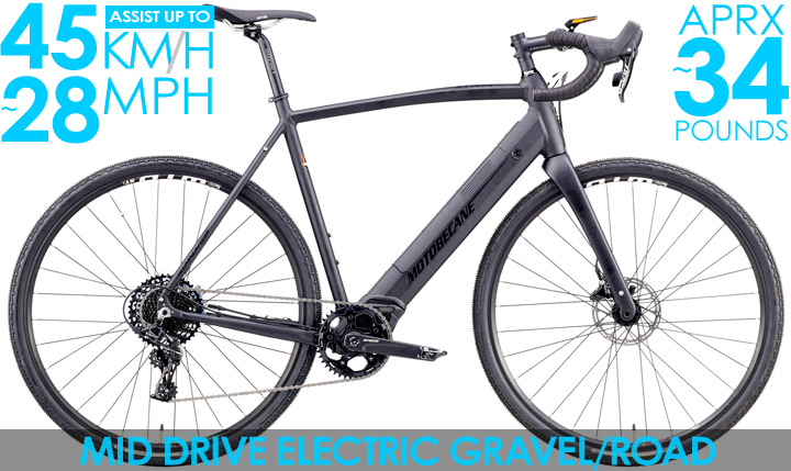 *ALL BIKES FREE SHIP 48 LTD QTYS of these Electric Disc Brake Gravel/Road Bikes Electric Assist Up to 28MPH! 2024 Motobecane eMulekick PRO  Fast Aero Gravel/Road Electric Bikes with BAFANG Electric MidDrive, Advanced Integrated Lithium ION Battery with Shimano Hydraulic Disc Brakes, Carbon Forks