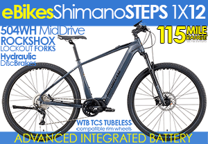 TopRated Front Suspension Electric  Shimano 250/418W MidDrive Motobecane Elite eAdventure Adventure Hybrid 29er, Shimano Hydraulic Disc Brakes  Shimano E5000/E6100M MidDrive  Compare $3500 | SALE $1699  Click Here to Save Up To 60%