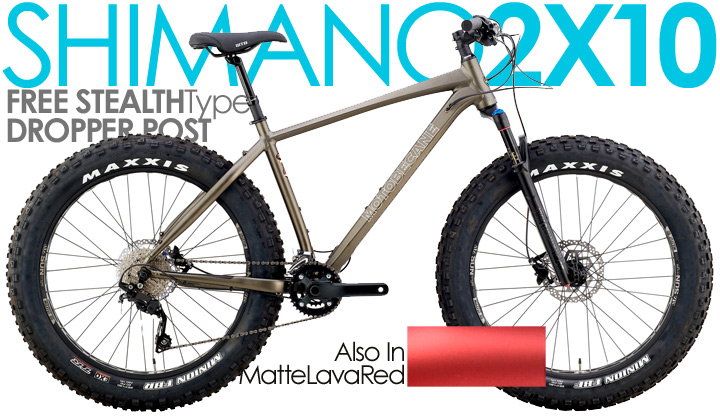 Motobecane 2024 Sturgis NX MuleFut Tubeless Compatible Wheel Equipped Fat Bikes, SHIMANO 2X10Spd Fat Tired Mountain Bikes with Tapered HeadTubes, Thru-Axles