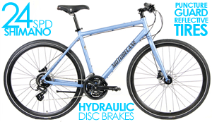 Flat Bar Gravel Road Bikes Shimano 24Spd, HYDRAULIC Disc Brakes, Wide 42c Reflective Puncture Guard Tires
