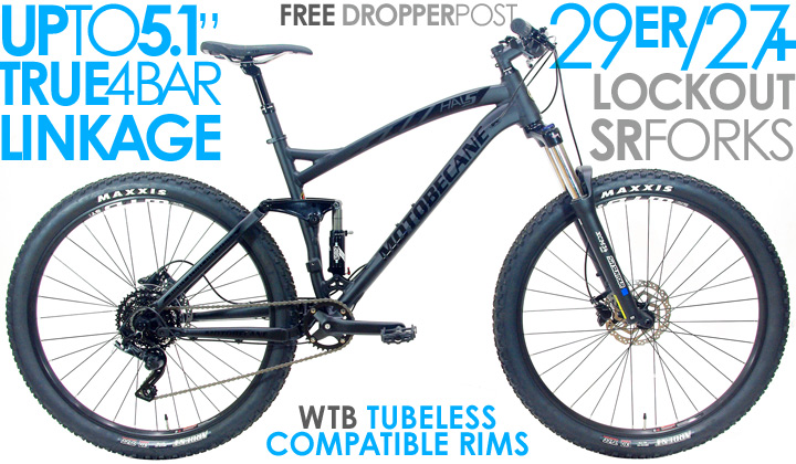 Motobecane HAL 5.5 TRAIL with WTB TCS 27PLUS OR 29er Wheelset, Full Suspension Mountain Bikes