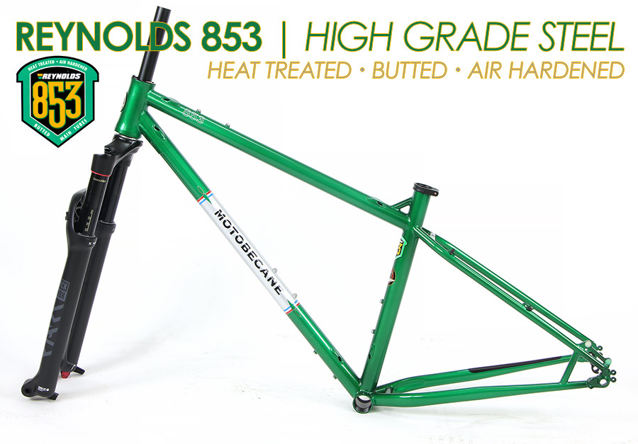 Front Suspension, 29er PLUS Reynolds 853 Mountain Bikes
Motobecane TAZ 853 Hardtail Frameset, Reynolds 853, Boost Compatible, 
with ROCKSHOX YARI 120mm Forks Competition Proven