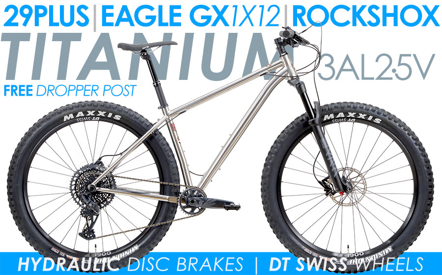 *ALL BIKES FREE SHIP 48 Fast Carbon Adventure Gravel Endurance Road Bikes
Motobecane TAZ3 Ti PRO Titanium 29PLUS, DT SWISS Wheelset, Rockshox Yari Forks, SRAM EAGLE 1X12 Speed, Competition Proven, SRAM GX Eagle Components, Hydraulic Disc Brakes Riding