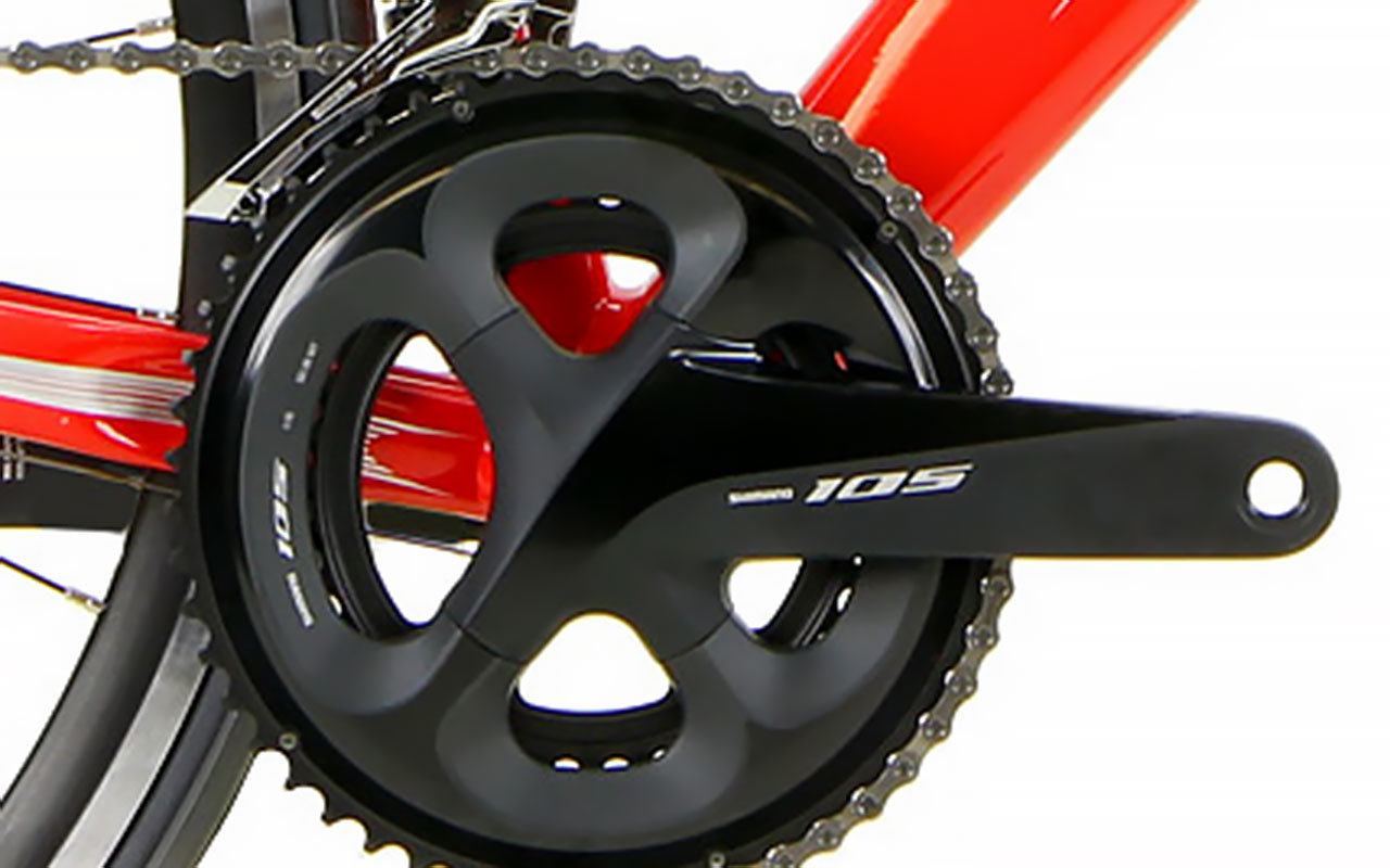 Shimano 105 R7000 crankset on Motobecane Nemesis Triathlon Bike