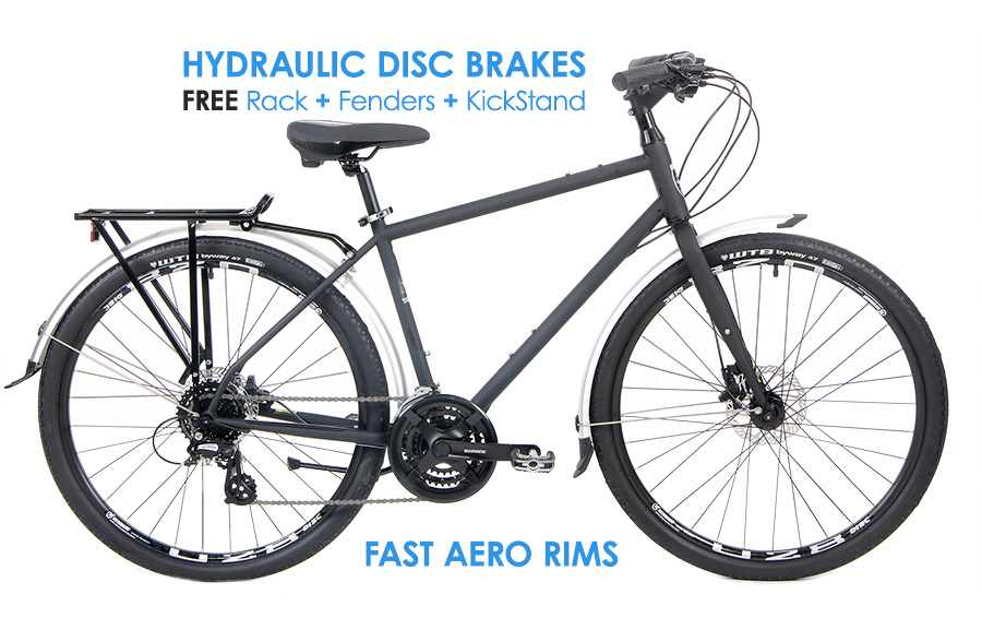 NOTE: WFB Special, Decals Will Be On Frame/Fork, Scroll Down For Explanation WFB SuperCommute Flat Bar, Gravel, Hybrid, Durable, Comfy CrMo, Hydraulic Disc Brake Road Bike