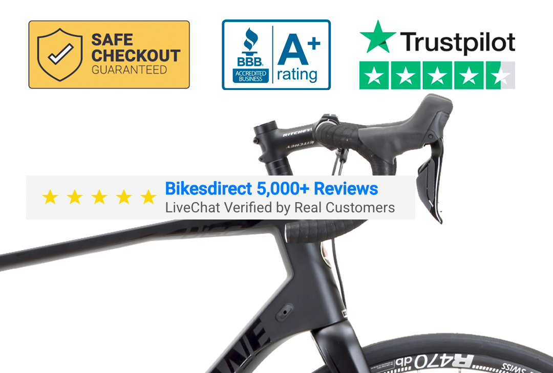 Safe Checkout Guaranteed — BBB A+ rating — Trustpilot — Bikesdirect 5,000+ Reviews